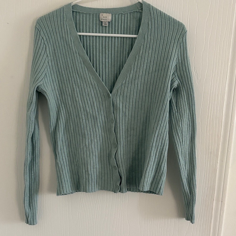 A New Day Women's Ribbed Cardigan - Light Blue